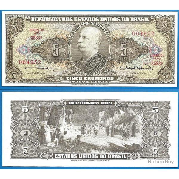 Bresil 5 Cruzeiros 1963 Sign 12 Estampa 2A Billet Brasil Brazil Cruzeiro Real Reais
