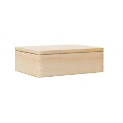 Boîte rangement bois couvercle 40x30x13 cm pin massif naturel pratique polyvalente intérieur