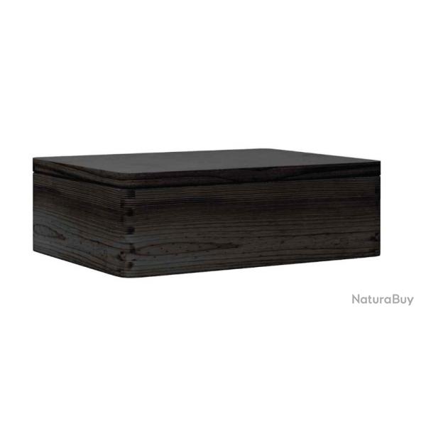 Bote rangement bois noir couvercle 40x30x13 cm pin massif naturel pratique polyvalente intrieur