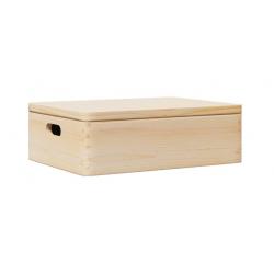 Boîte rangement bois avec couvercle et poignées 40x30x13 cm pin massif pratique décoration
