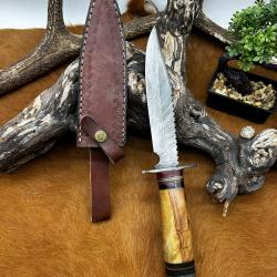 Couteau Bowie RITE EDGE lame acier damas 256 couches manche en bois ref NBC27