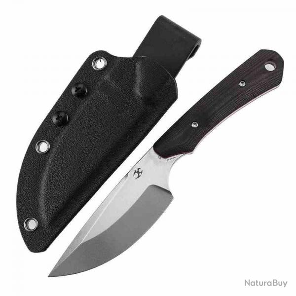 Couteau Kansept Flank Black Lame Acier D2 Manche G10 Étui Kydex Rotatif KG006A2