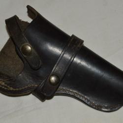 ANCIEN HOLSTER REVOLVER A POUDRE NOIRE-COLT-REMINGTON-SMITH ET WESSON-WESTERN-LEATHER GOOD HOLSTER