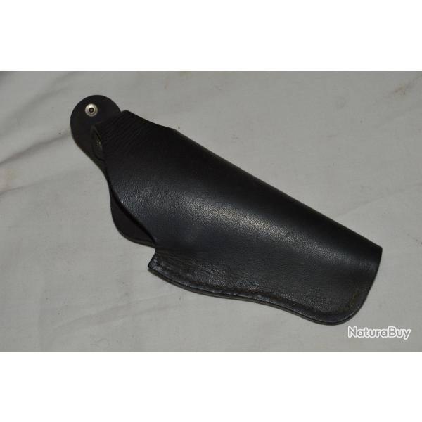 HOLSTER EN CUIR NOIR POUR REVOLVER OU PISTOLET AUTOMATIQUE.
