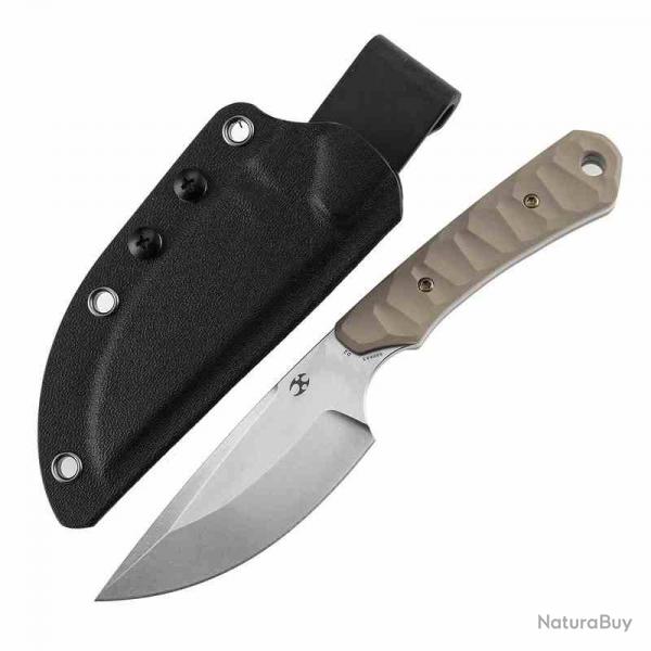 Couteau de Survie Bushcraft Kansept Flank Sand Lame Acier D2 Manche G10 Étui Kydex Rotatif KG006A5