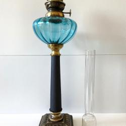 Ancienne Lampe Antique Pétrole Huile Bronze Style Empire Époque Louis XVIII