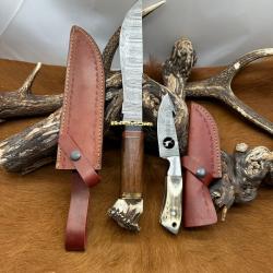 Set Bowie de chasse RITE EDGE + Couteau à dépecer avec Cerf découpé au Laser sur la Lame NRE100