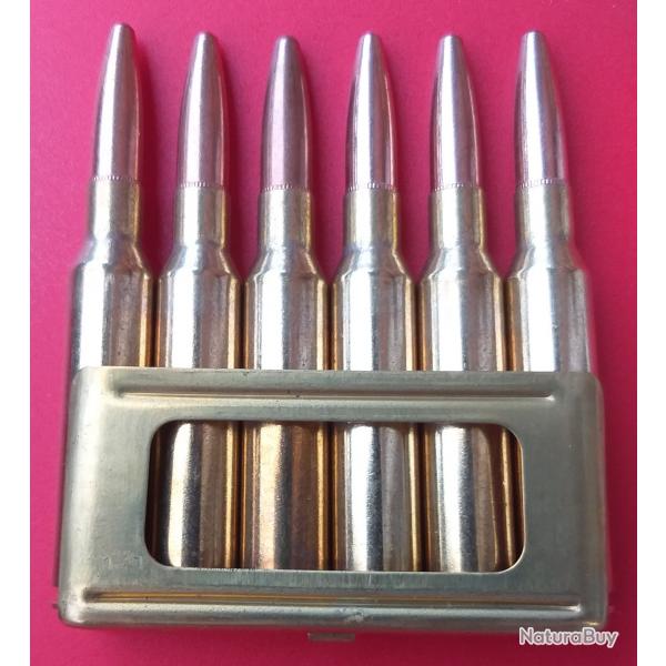 1 CLIP avec 6 cartouches 6,5X52 CARCANO FMJ / BT neuves