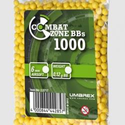 Billes BBs 6mm Combat Zone Jaune 0.12g Sachet X100