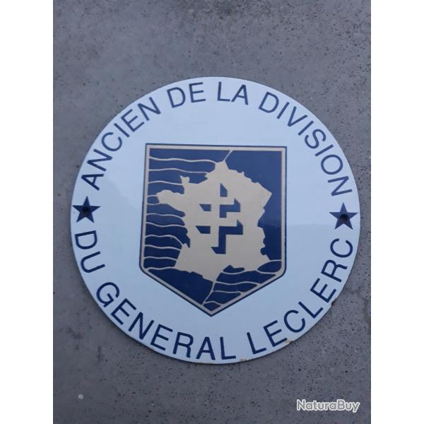 Collection rare plaque emaille ancien de la division du general Leclerc