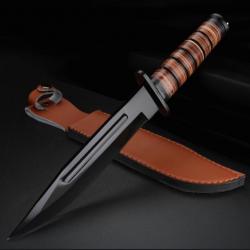MAGNIFIQUE POIGNARD TYPE CAMILLUS MANCHE CUIR  ETUI  CUIR