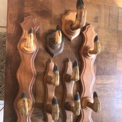 Porte fusil porte manteau en bois de chevreuil cerf biche