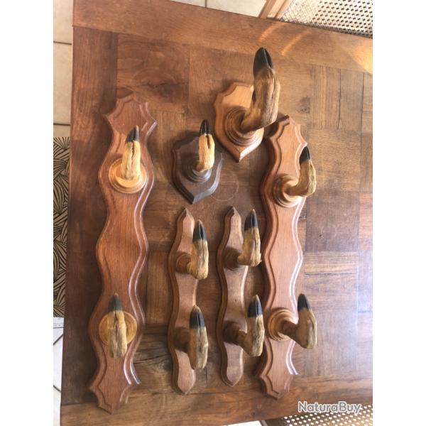 Porte fusil porte manteau en bois de chevreuil cerf biche