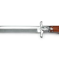 Dague pliante de chasse manche bois de rose lame en acier pointe double tranchante 3CR13 étui cuir T