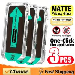 3 Ecran Protecteur Verre Mat Privacy + Gabarit pour iPhone, Smartphone: Au Choix