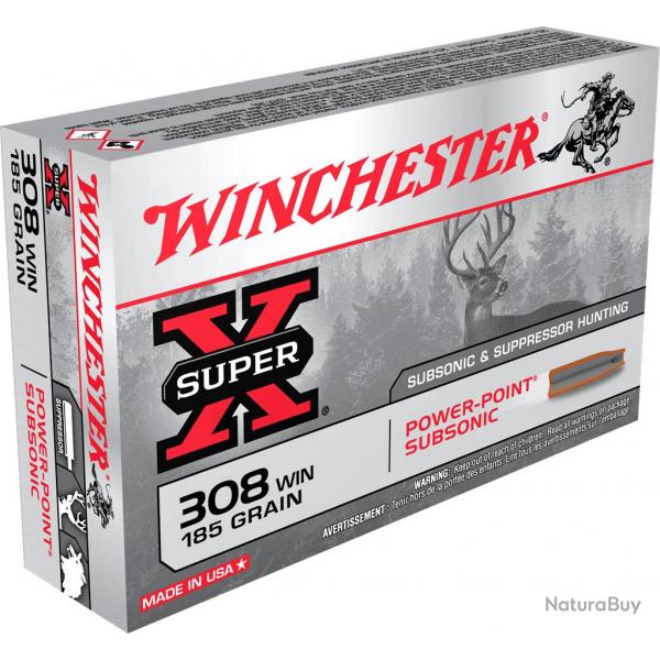 Cartouche de chasse Winchester calibre .308 Win Subsonique