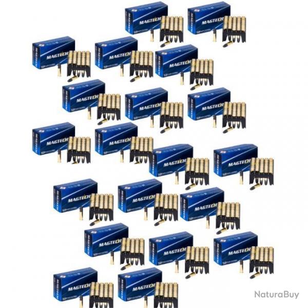 Lot 20 boîtes de 50 balles cal.22 long rifle 40 grains à tête ronde - Magtech