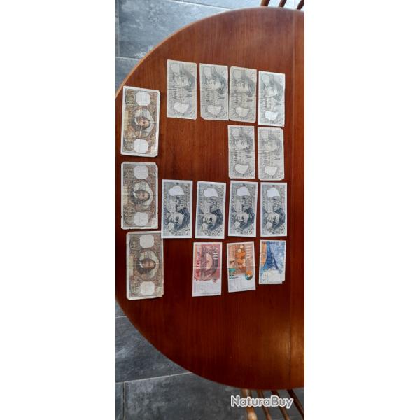 Lot de billets en Francs