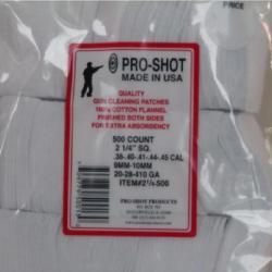 Pro-shot 500 chiffonnettes en coton 38 - .45 Cal. / 20 GA - 410 GA - 2 1/4 "