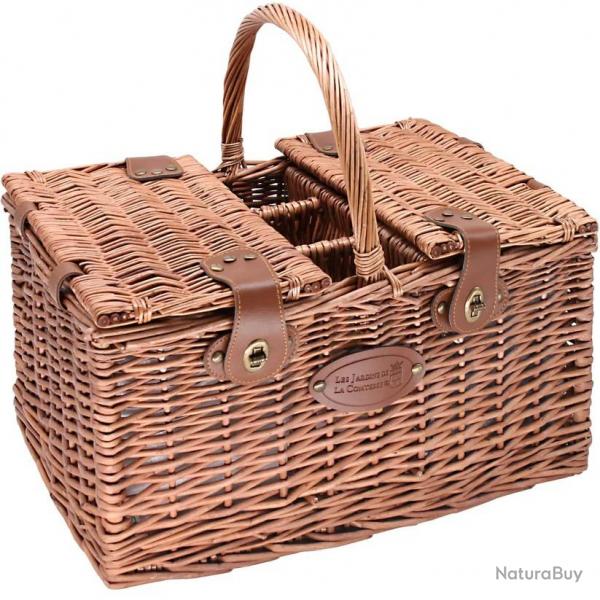 Panier pique-nique en osier Vichy bleu - 4 personnes