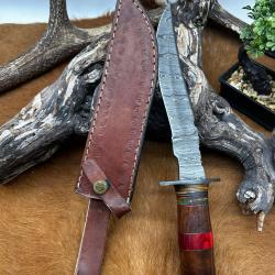 Couteau Bowie RITE EDGE lame en acier Damas 256couches avec manche en bois NBC13