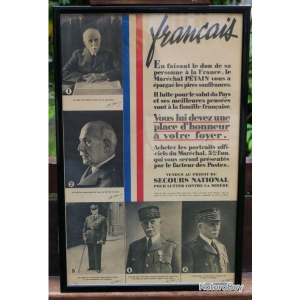 rare Affiche encadre honneur famille secours national SDC25PET004