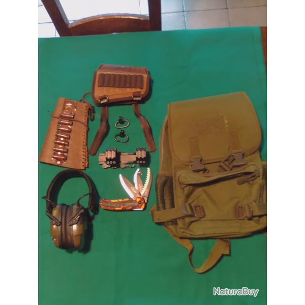lot d'accessoires divers pour carabine et la chasse