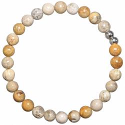 Bracelet en corail fossilisé - Perles rondes 6 mm