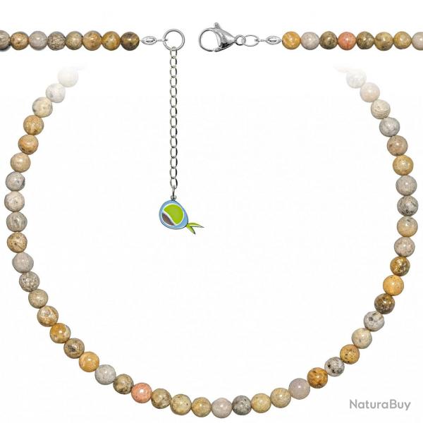 Collier en corail fossilis - Perles rondes 6 mm - 43 cm