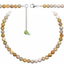 Collier en corail fossilisé - Perles rondes 8 mm - 38 cm