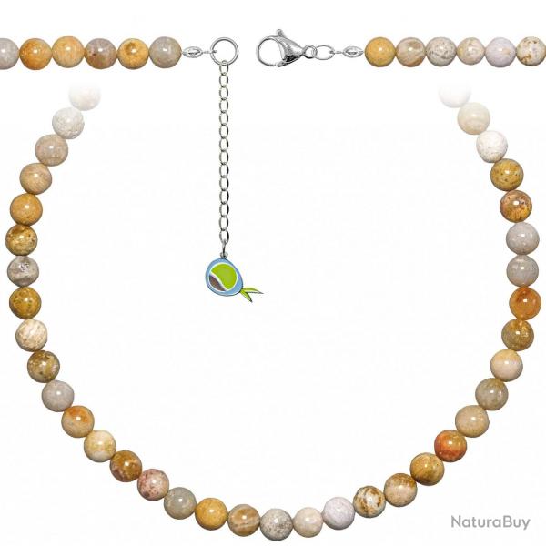 Collier en corail fossilis - Perles rondes 8 mm - 50 cm