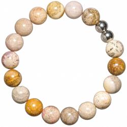Bracelet en corail fossilisé - Perles rondes 10 mm