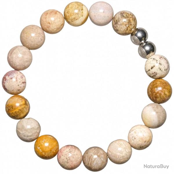 Bracelet en corail fossilis - Perles rondes 10 mm