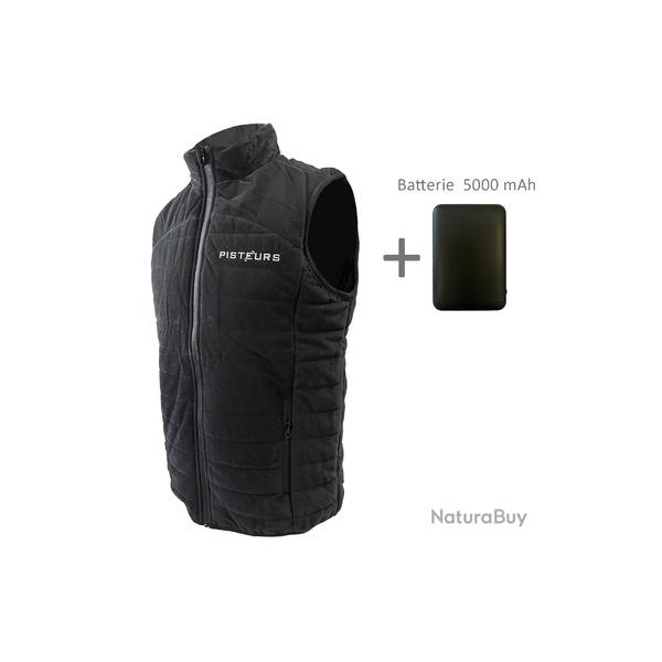 Gilet chauffant noir Pisteurs + batterie 5 000 Mah