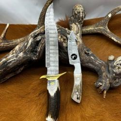 Set de deux couteaux RITE EDGE manche en bois de cerf NBCD101