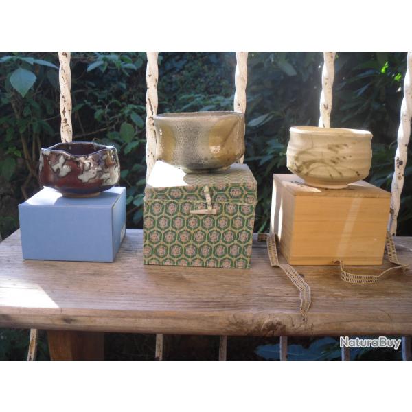 bol de crmonie du th Japon  plus thire et deux bols Japon