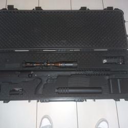 Vend réplique airsoft HTI-50 hop-up upgrade + silencieux élite iron