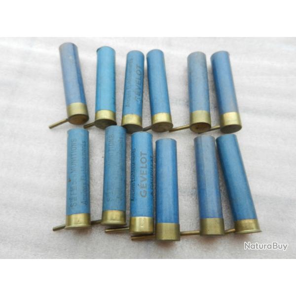 lot de 12 douilles de cartouche de chasse à broches cal.12 mm