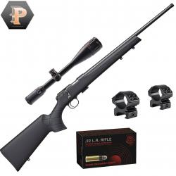 BF25 ! Carabine CZ 457 Synthetique Cal.22LR + Lunette 6-24X50 + Colliers Hawke + 50 Muns