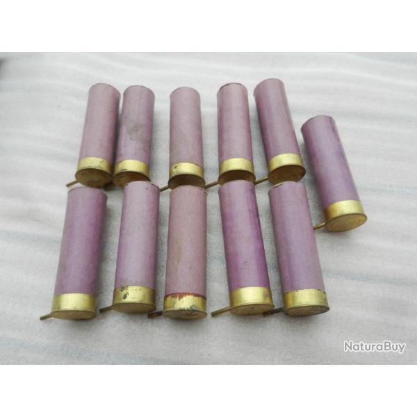 lot de 11 douilles carton de cartouches de chasse à broches cal.12