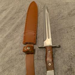 Couteau baïonnette AK47 neuf ! avec lame inox 23 cm, manche bois/acier et étui cuir