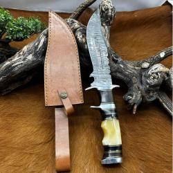 Bowie smoky Mountain Blades lame en acier Damas manche en bois et en os NSMB103