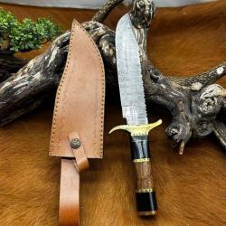 Bowie Smoky Mountain Blades lame en acier Damas 256 couches manche en bois et en corne ref NSMB102