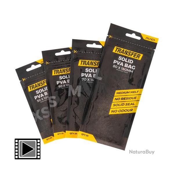 Sac PVA Avid Carp Transfer Solid PVA Bag (par 25) Medium
