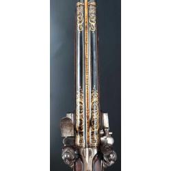 LUXUEUX FUSIL DOUBLE A SILEX CHASSE IMPERIALE COULAUX STRASBOURG 1799 / 1800 - FRANCE DIRECTOIRE Fra