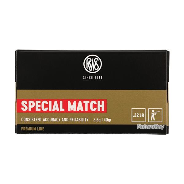 BOITE DE 50 CARTOUCHES RWS SPECIAL MATCH CAL.22LR 40GR