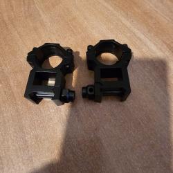 Collier montage lunette 25.4mm pour rail picatinny 21mm