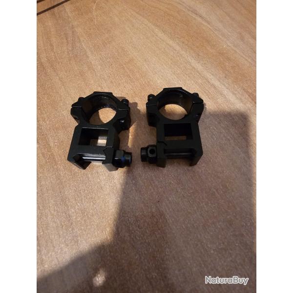 Collier montage lunette 25.4mm pour rail picatinny 21mm