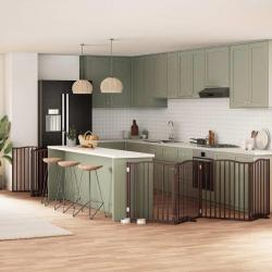 Barrière pour chien porte pliable 12 panneaux bois de peuplier