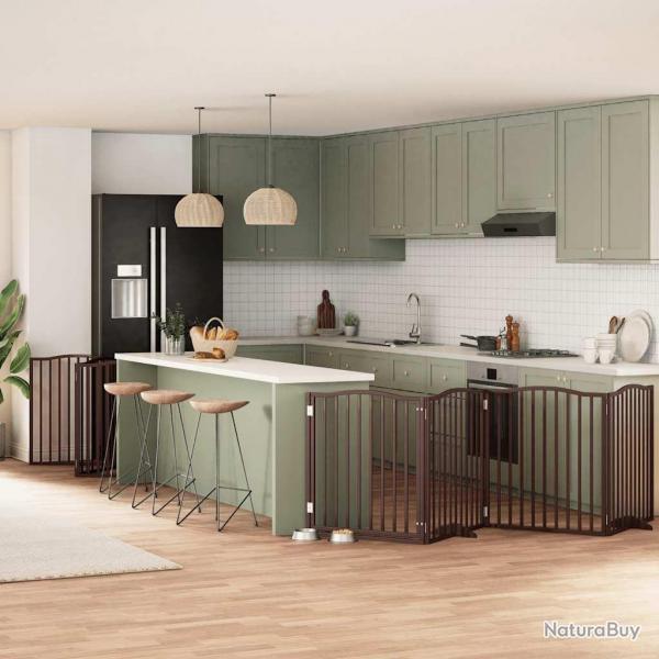 Barrire pour chien porte pliable 12 panneaux bois de peuplier